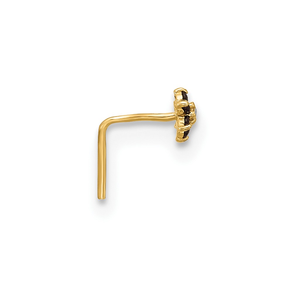 14K 23 Gauge Black & White CZ Flower Nose Post (BD147)