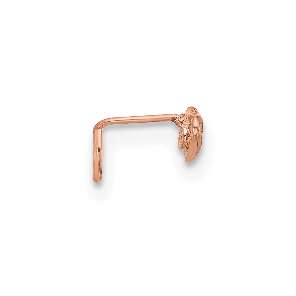 14K Rose Gold 23 Gauge CZ Heart Nose Post (BD148)