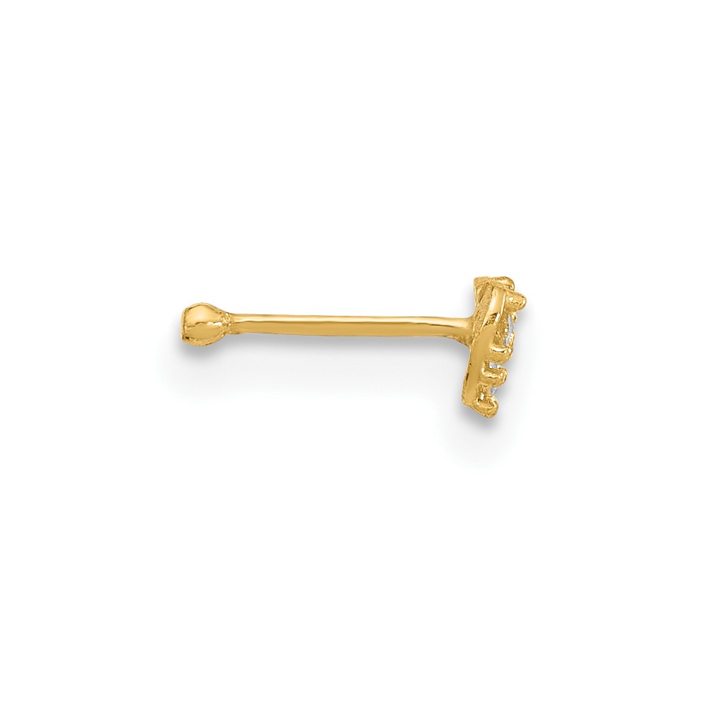 14K 23 Gauge CZ Heart Nose Post (BD152)