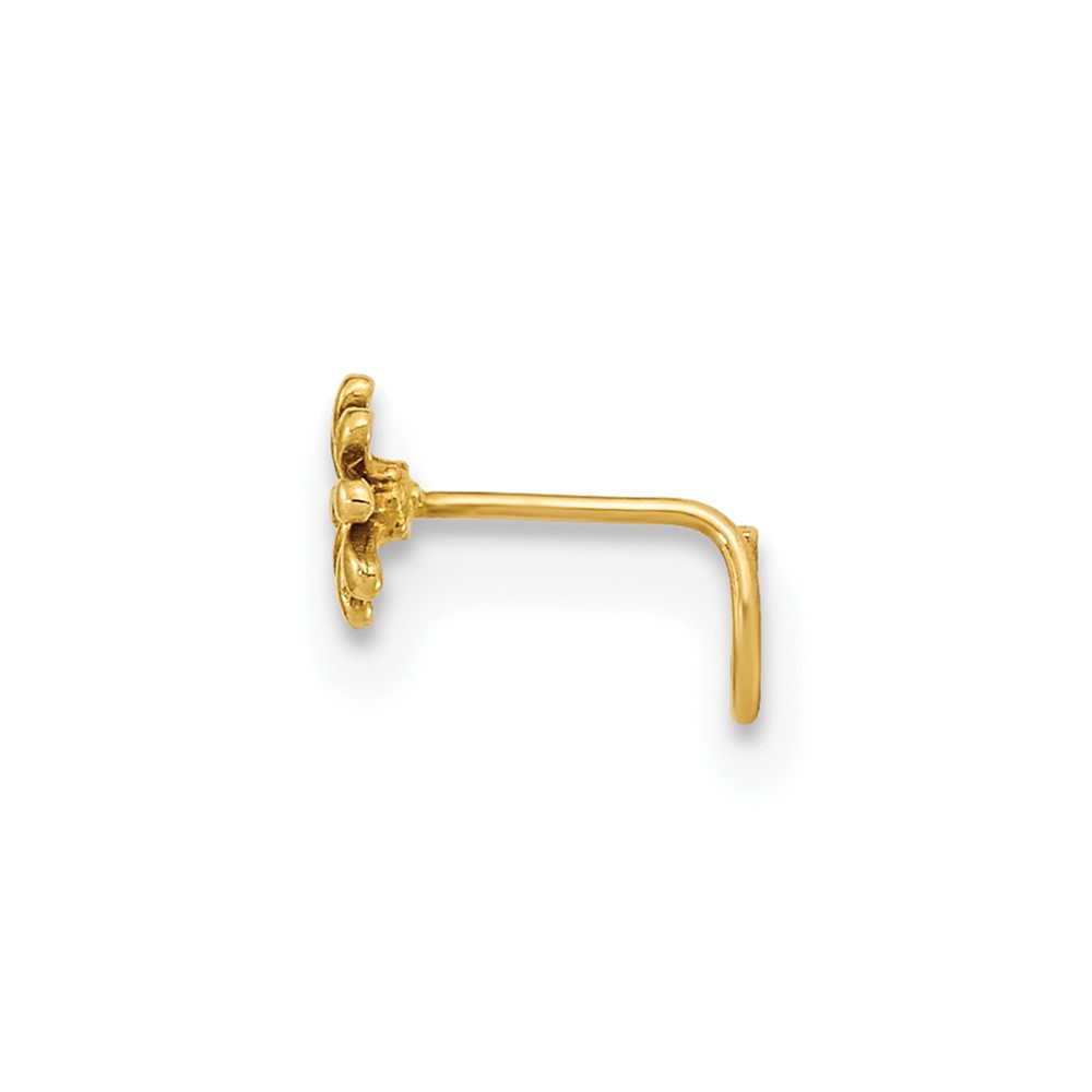 14K 22 Gauge Flower and CZ Nose Ring Body Jewelry (BD157)