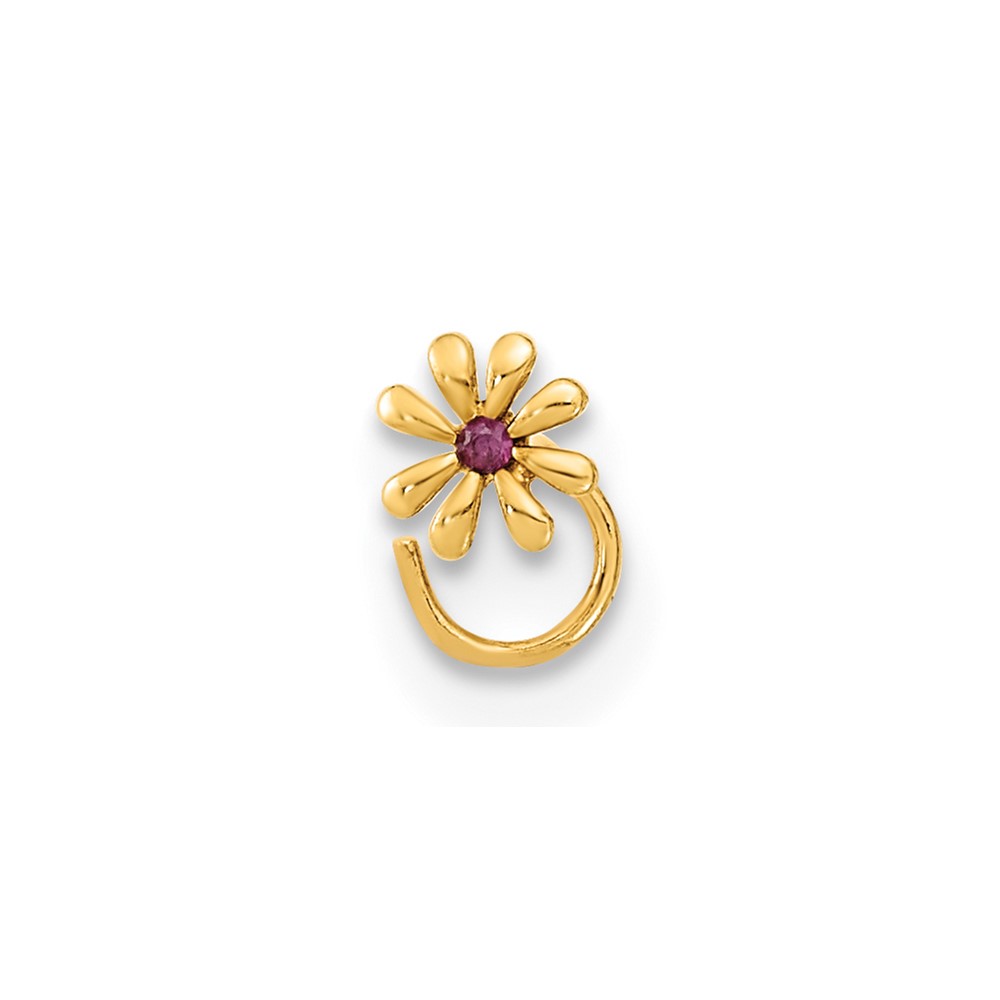 14K 22 Gauge Flower and CZ Nose Ring Body Jewelry (BD157)