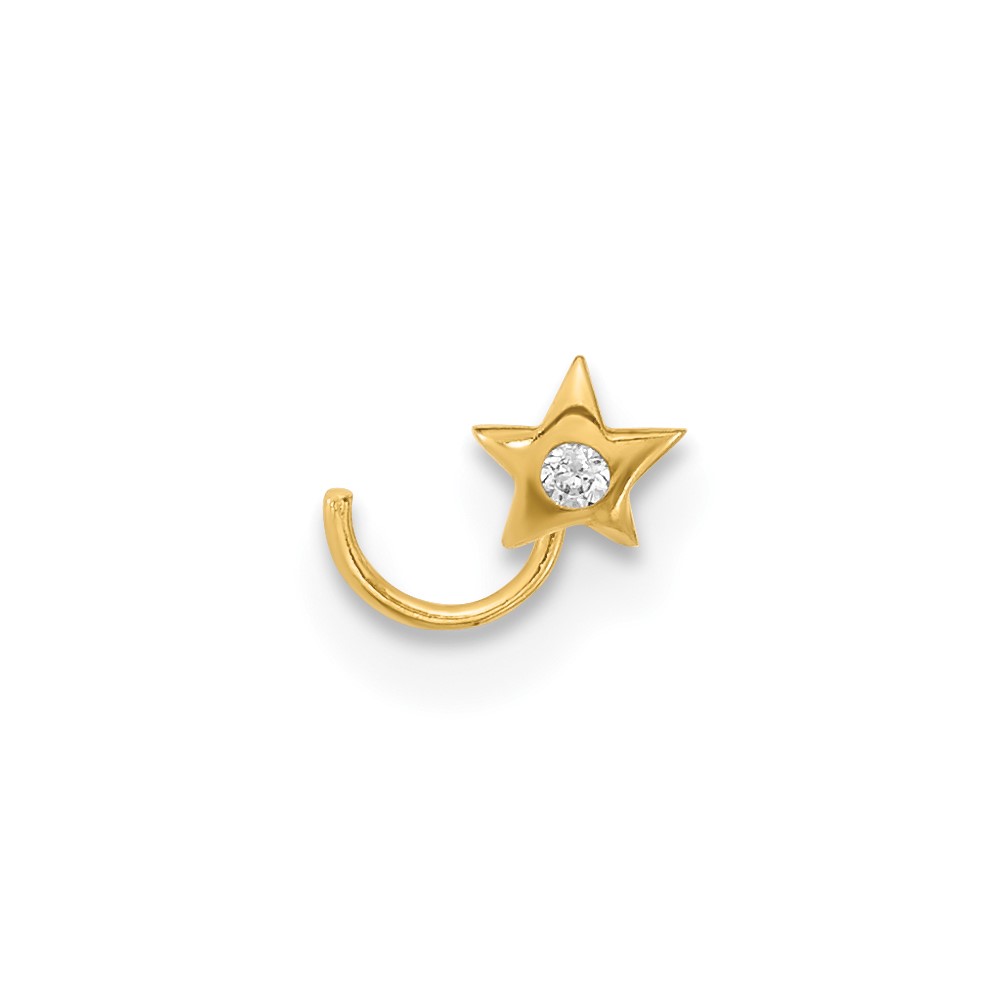 14K 22 Gauge Star with CZ Nose Ring Body Jewelry (BD160)
