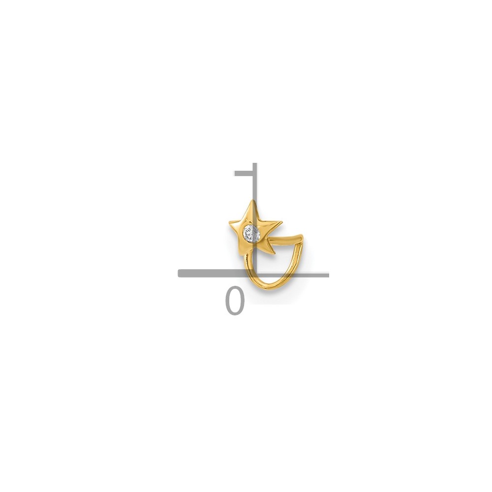 14K 22 Gauge Star with CZ Nose Ring Body Jewelry (BD160)