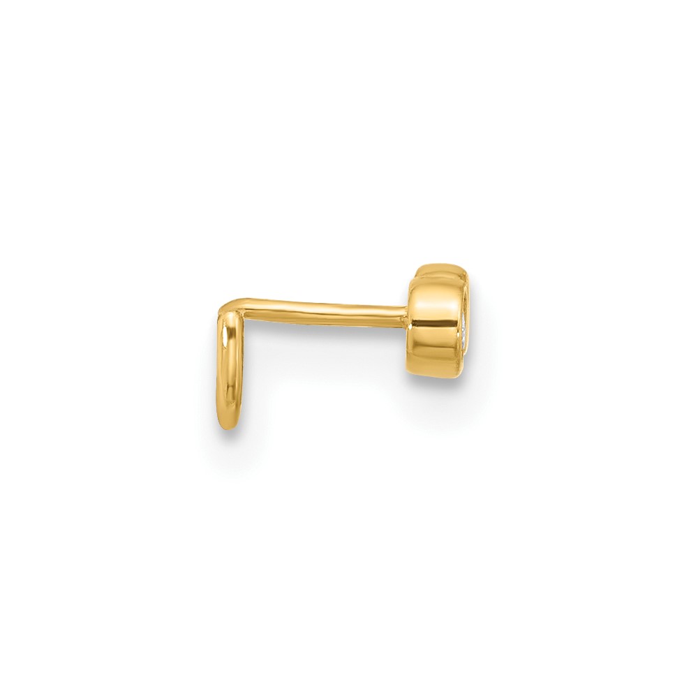 14K 22 Gauge Double Circle CZ Nose Ring Body Jewelry (BD164)
