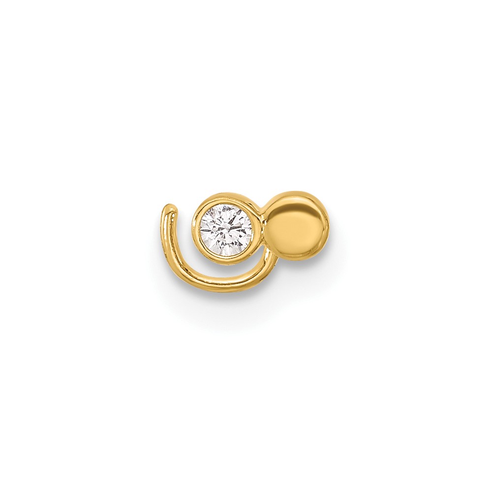 14K 22 Gauge Double Circle CZ Nose Ring Body Jewelry (BD164)