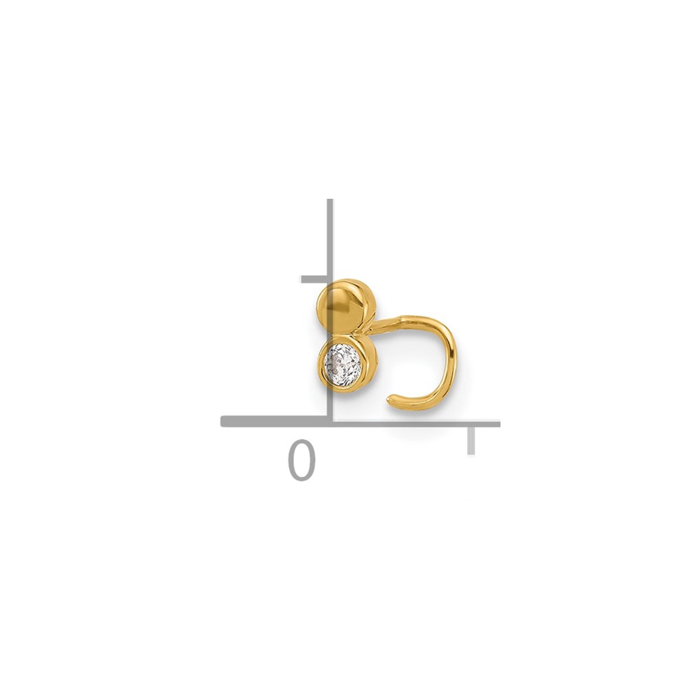 14K 22 Gauge Double Circle CZ Nose Ring Body Jewelry (BD164)