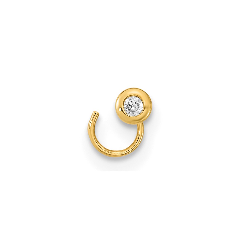 14K 22 Gauge Circle with CZ Nose Ring Body Jewelry (BD165)