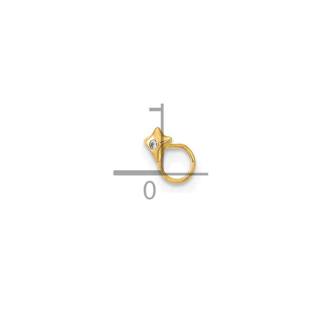 14K 22 Gauge Square with CZ Nose Ring Body Jewelry (BD166)