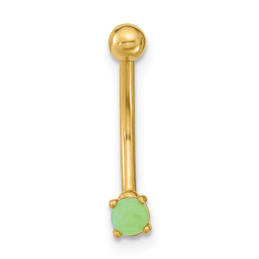 14K 16 Gauge with Green CZ Eyebrow Ring Body Jewelry (BD168)