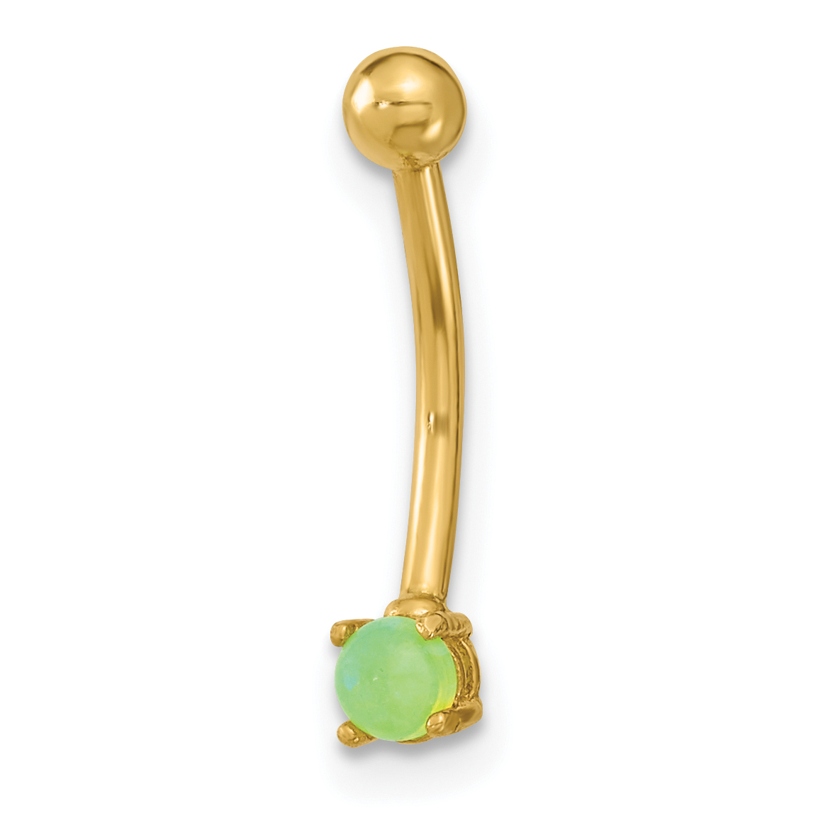 14K 16 Gauge with Green CZ Eyebrow Ring Body Jewelry (BD168)
