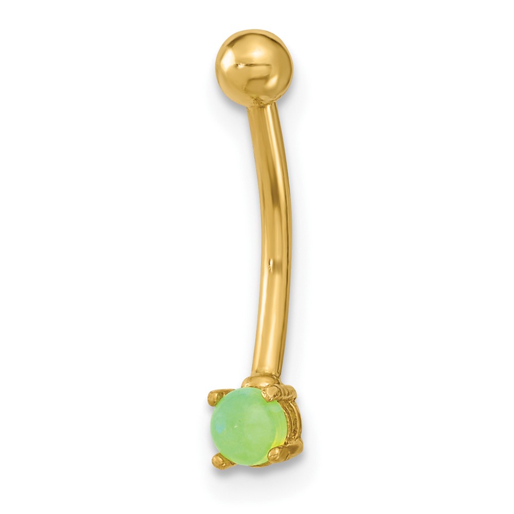 14K 16 Gauge with Green CZ Eyebrow Ring Body Jewelry (BD168)