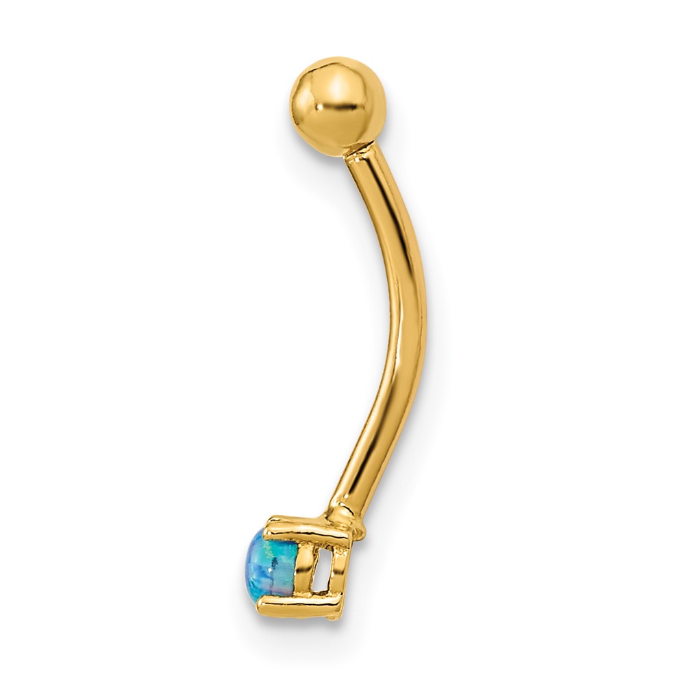 14K 16 Gauge Blue CZ Eyebrow Ring Body Jewelry (BD169)