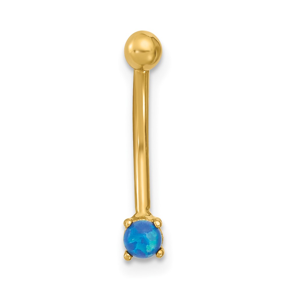 14K 16 Gauge Blue CZ Eyebrow Ring Body Jewelry (BD169)