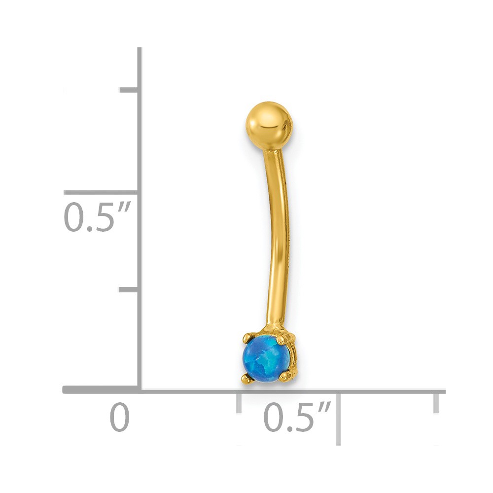 14K 16 Gauge Blue CZ Eyebrow Ring Body Jewelry (BD169)