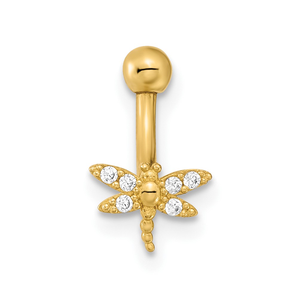 14K 14 Gauge Dragonfly CZ Eyebrow Ring Body Jewelry (BD171)