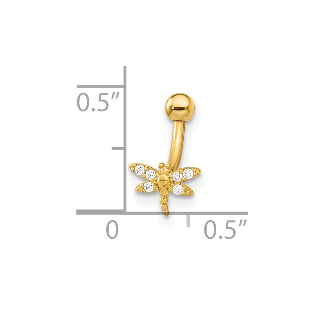 14K 14 Gauge Dragonfly CZ Eyebrow Ring Body Jewelry (BD171)