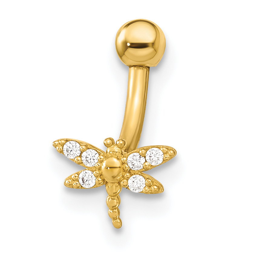 14K 14 Gauge Dragonfly CZ Eyebrow Ring Body Jewelry (BD171)