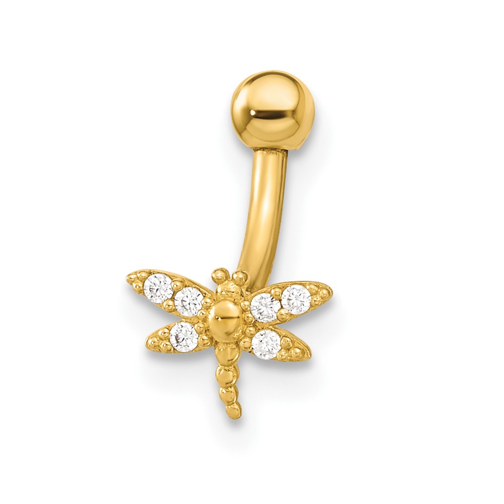 14K 14 Gauge Dragonfly CZ Eyebrow Ring Body Jewelry (BD171)
