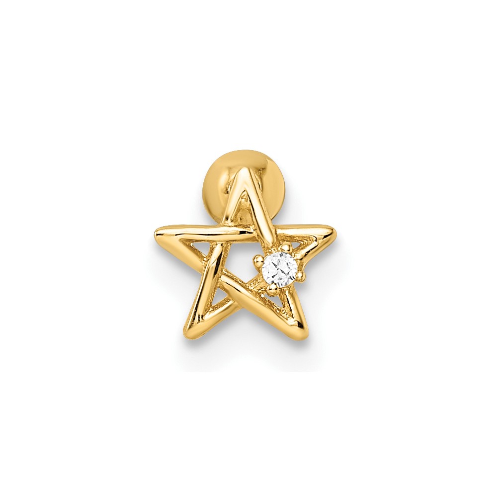 14k 18 Gauge CZ Star Labret Stud (BD173)
