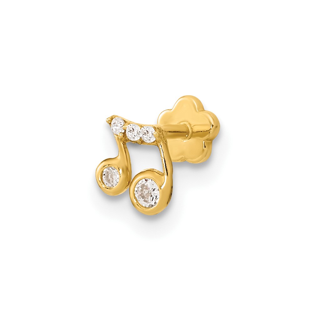 14K 18 Gauge Music Note and CZ Cartilage Body Jewelry (BD179)