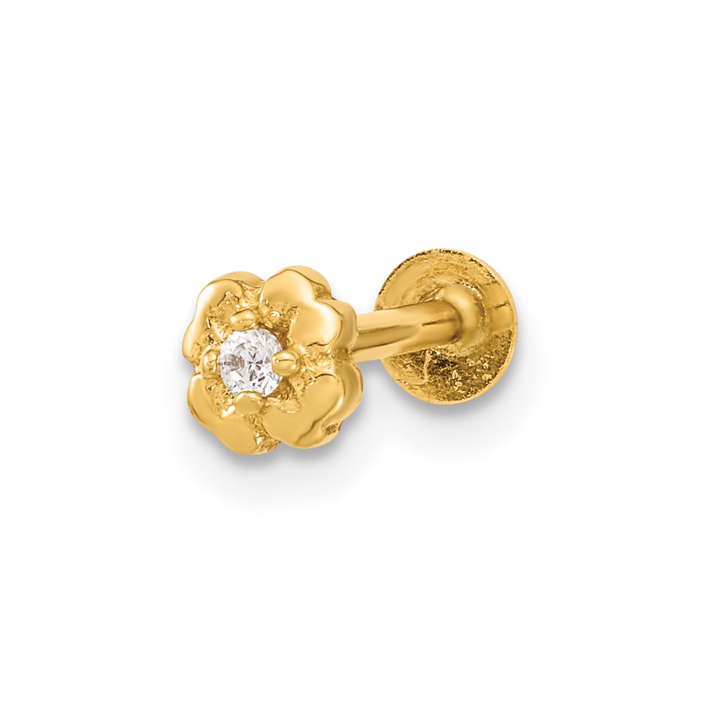 14K 18 Gauge Flower CZ Cartilage Body Jewelry (BD181)