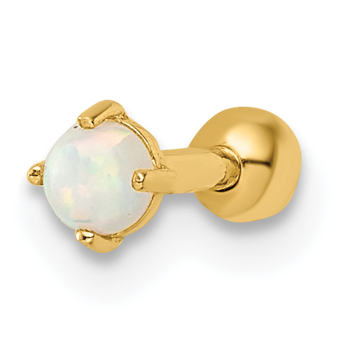 14k 16 Gauge Created Opal Labret Stud (BD183)
