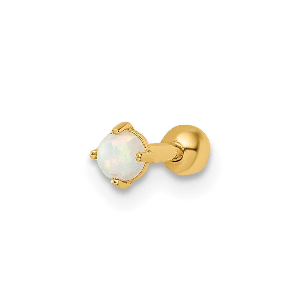 14k 16 Gauge Created Opal Labret Stud (BD183)