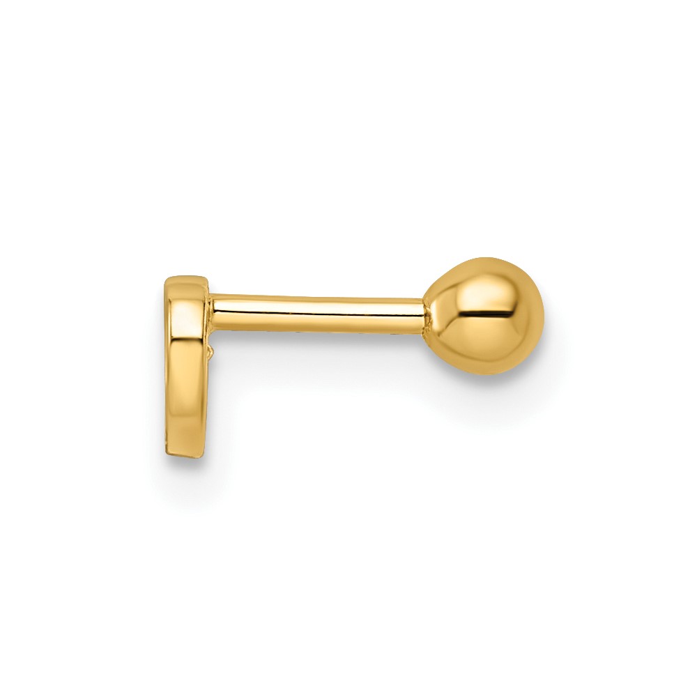 14k 18 Gauge CZ Heart Labret Stud (BD185)