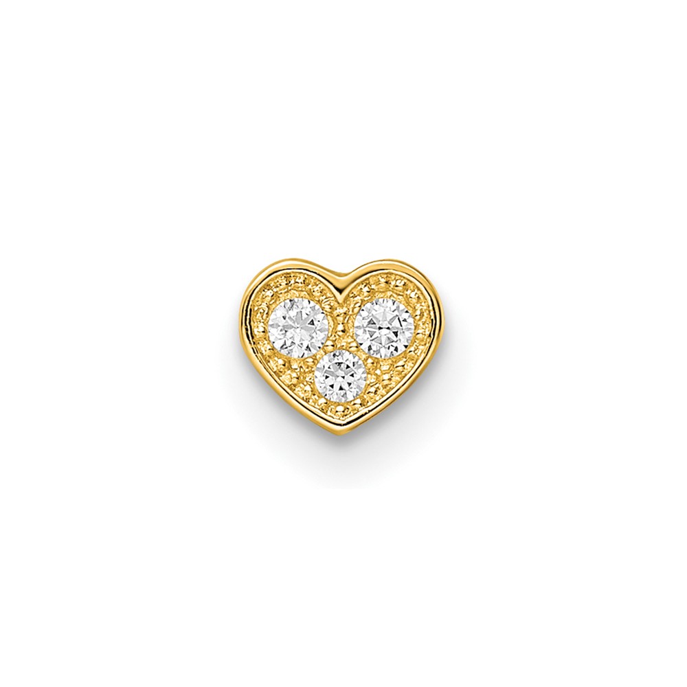 14k 18 Gauge CZ Heart Labret Stud (BD185)