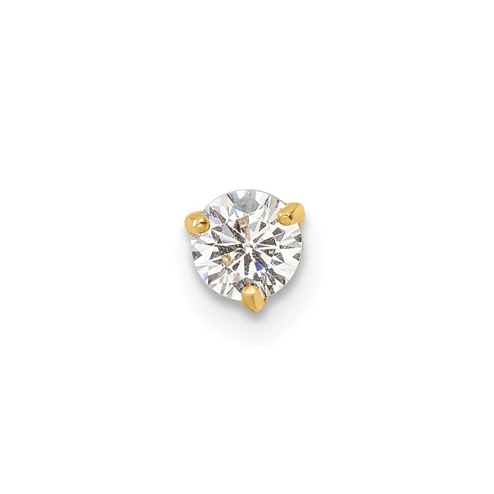 14k 16 Gauge Round CZ Labret Stud (BD186)
