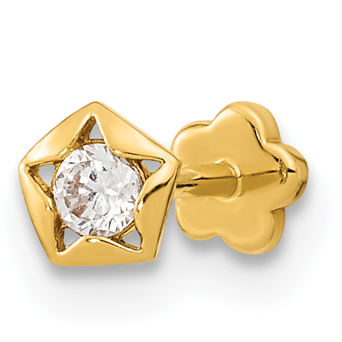 14K 18 Gauge CZ Star Cartilage Body Jewelry (BD189)