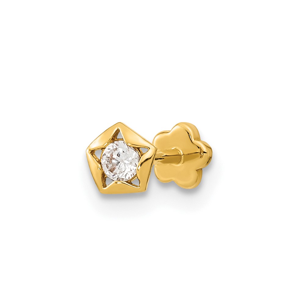 14K 18 Gauge CZ Star Cartilage Body Jewelry (BD189)