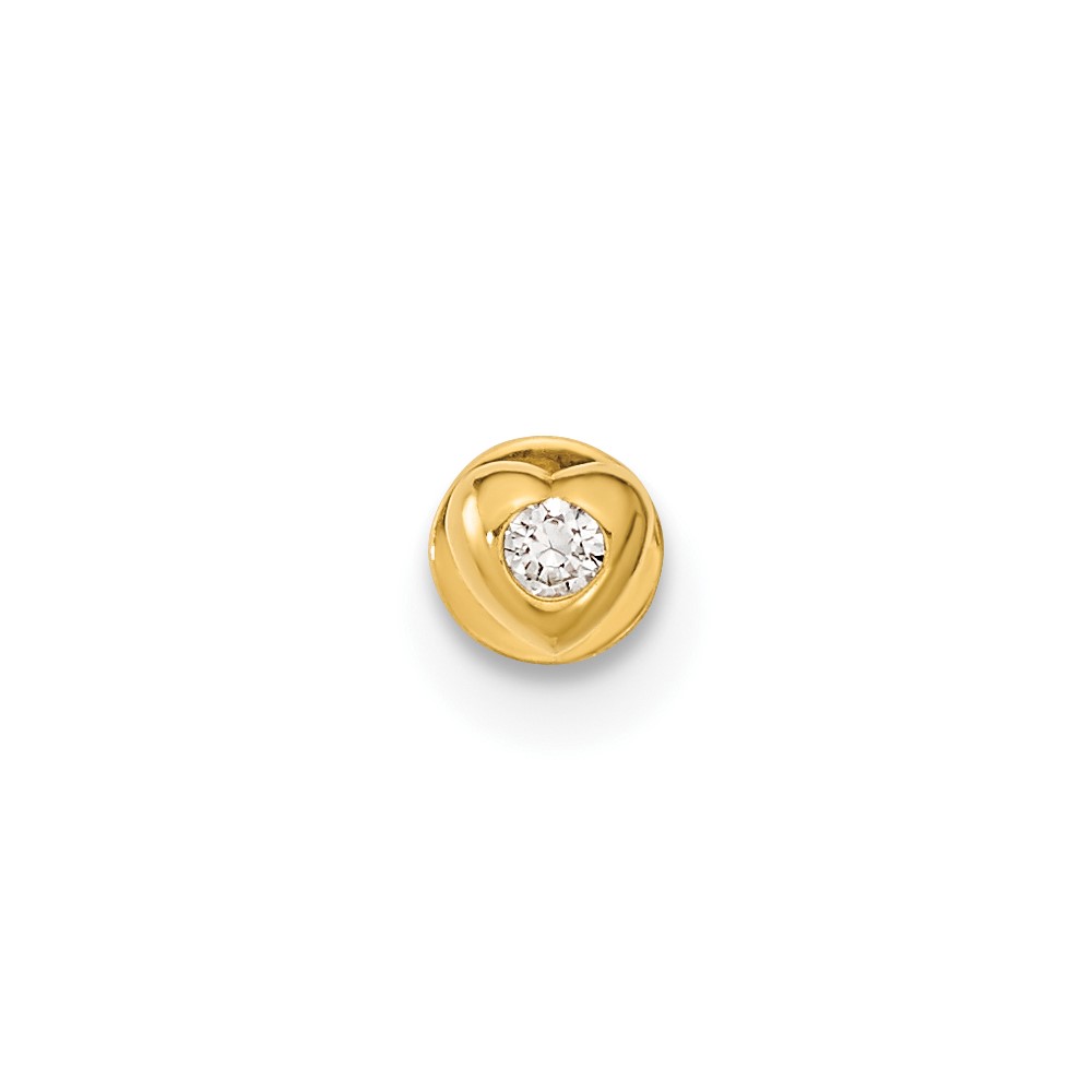 14K 18 Gauge CZ Heart Labret/Face Body Jewelry (BD190)