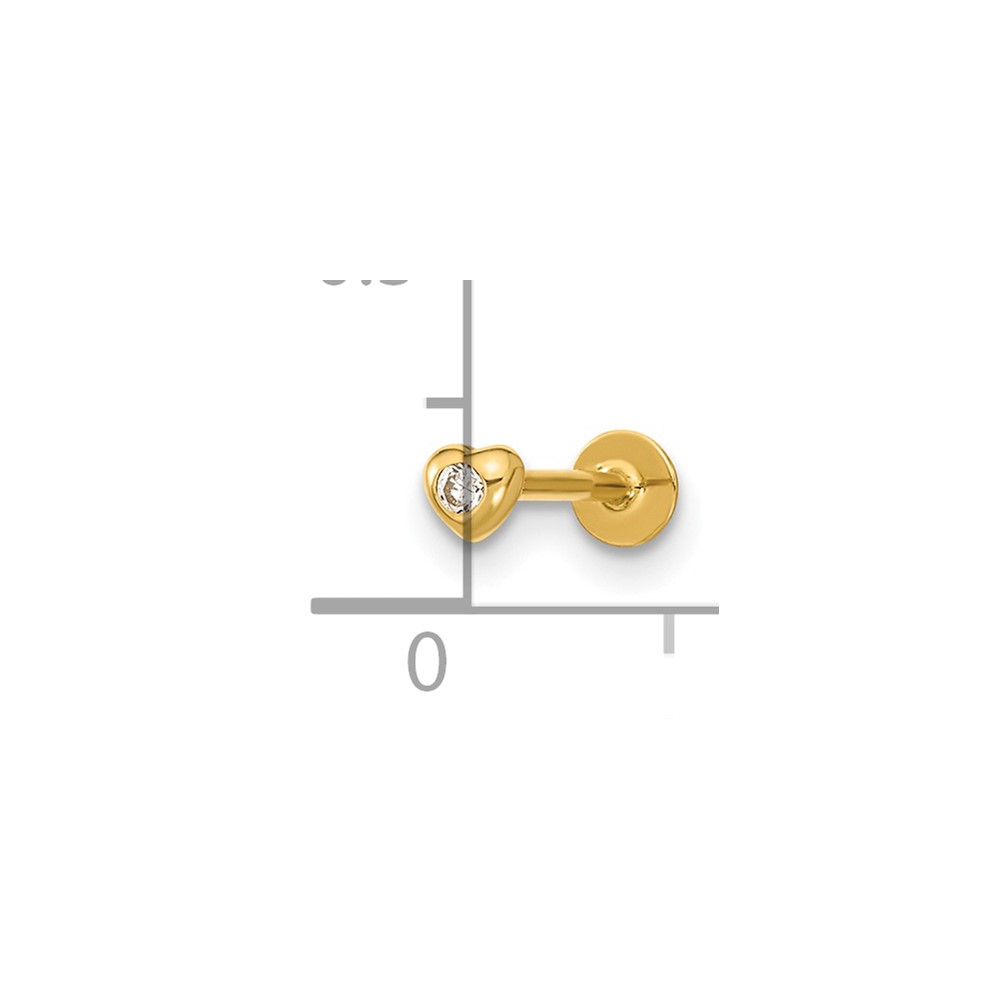 14K 18 Gauge CZ Heart Labret/Face Body Jewelry (BD190)