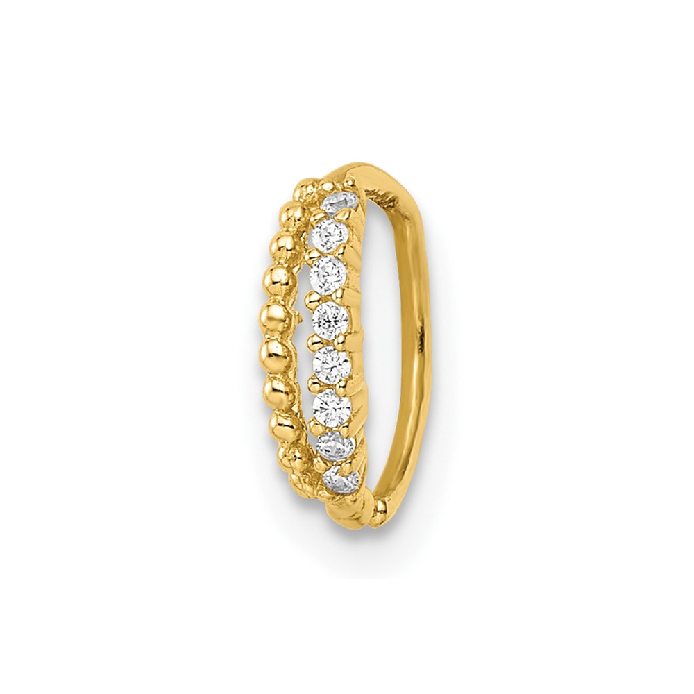 14k 18 Gauge Double Row Beaded & CZ Nose Ring / Ear Cuff (BD198)