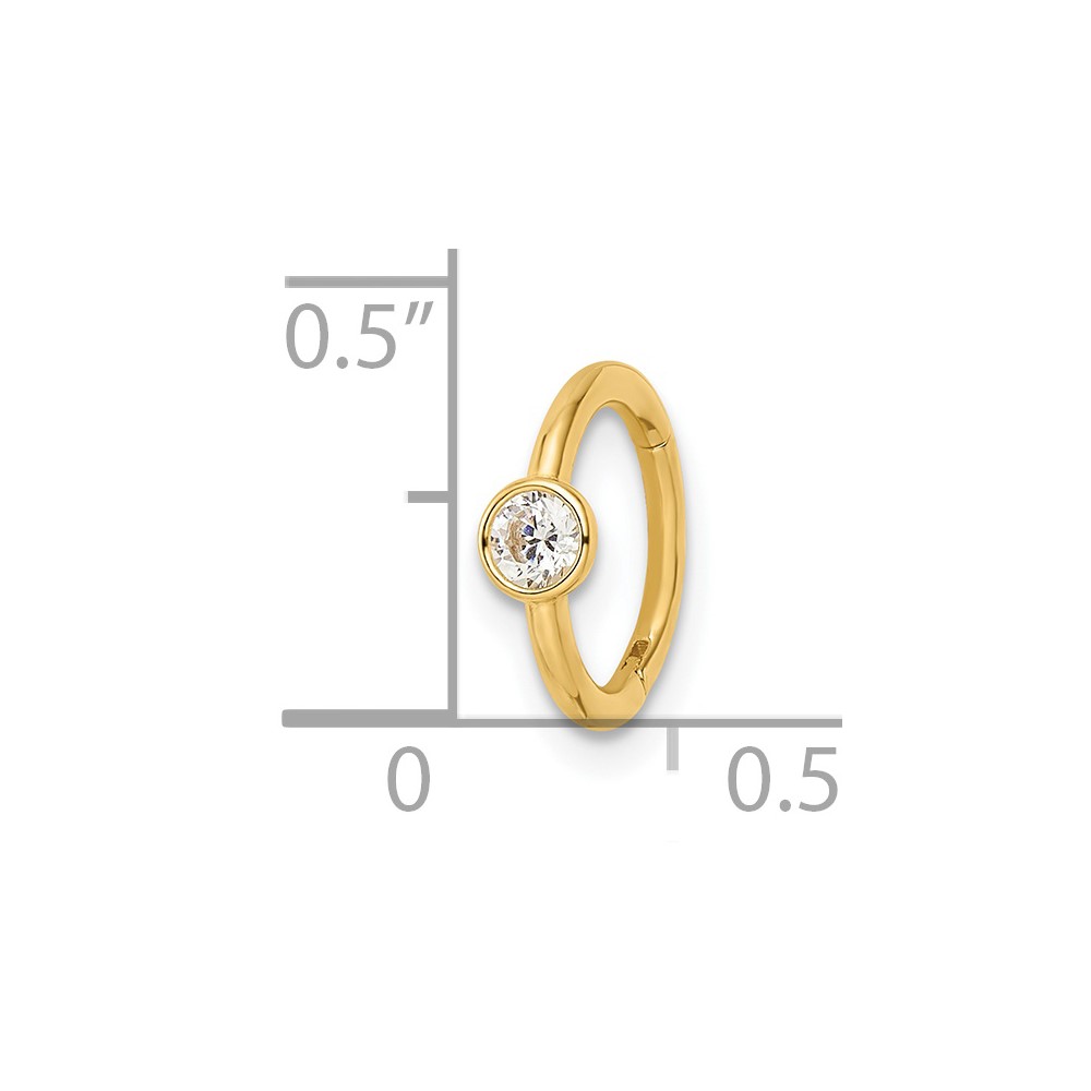 14k 16 Gauge Polished CZ Cartilage Ring (BD200)