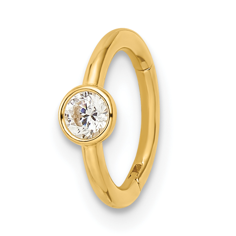 14k 16 Gauge Polished CZ Cartilage Ring (BD200)