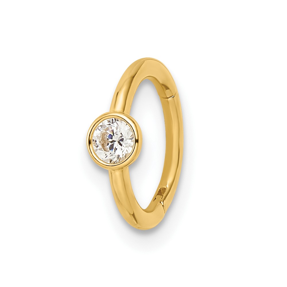 14k 16 Gauge Polished CZ Cartilage Ring (BD200)