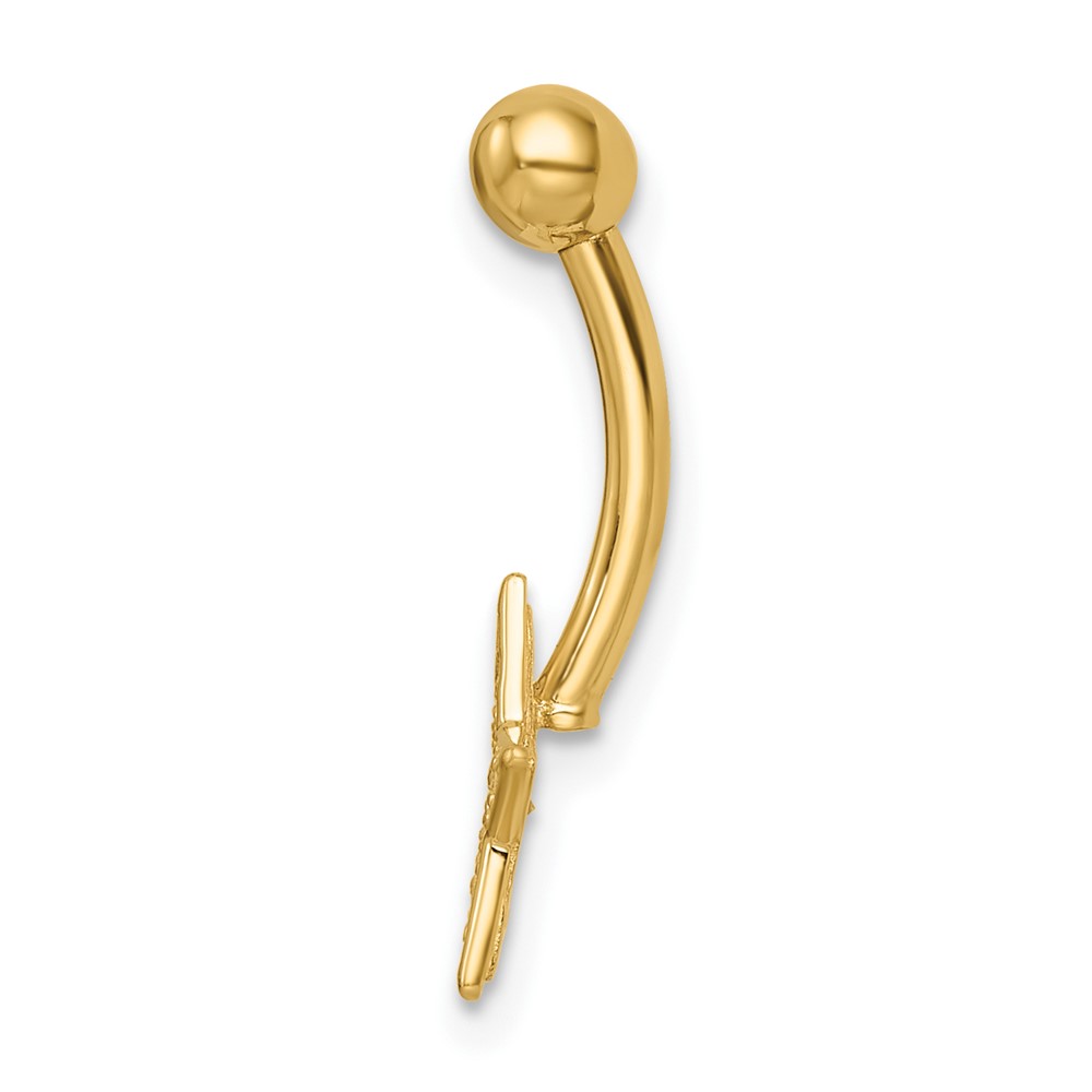 14k 14 Gauge Polished CZ Star Belly Ring (BD205)