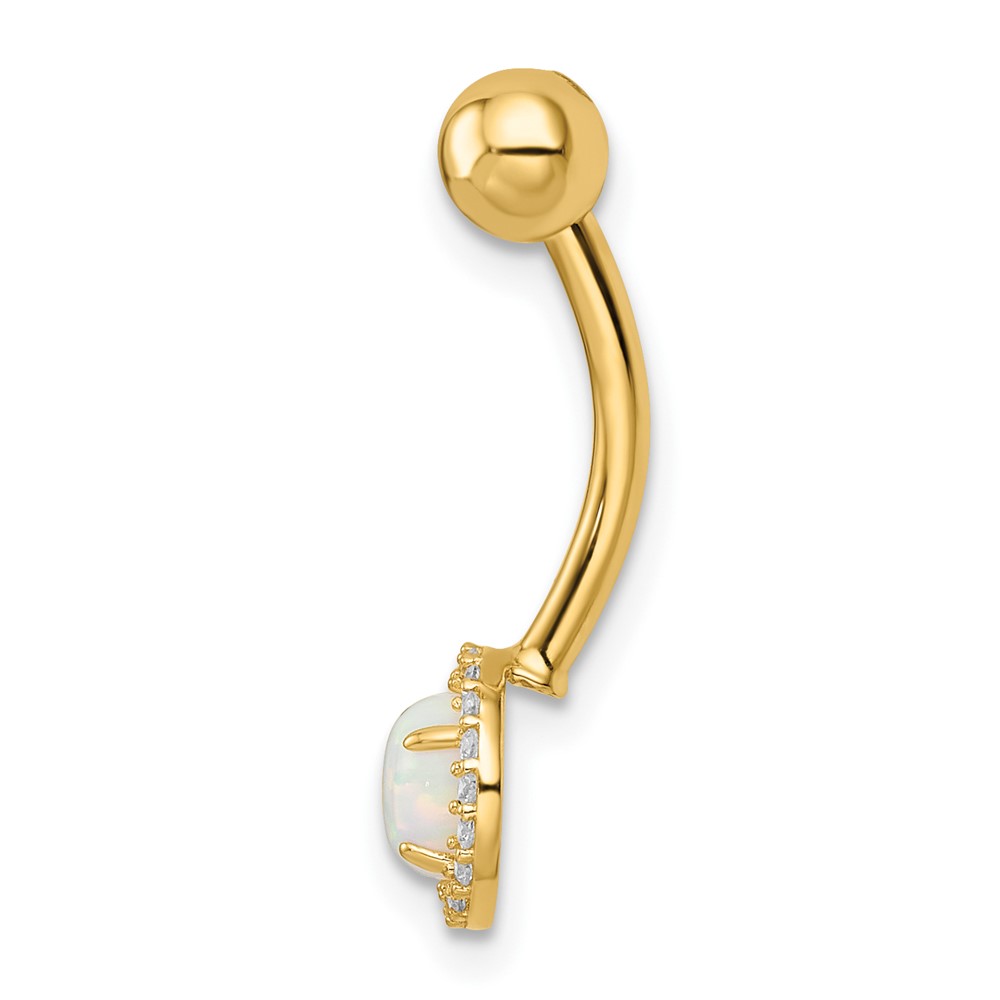 14k 14 Gauge Created Opal and CZ Belly Ring (BD207)