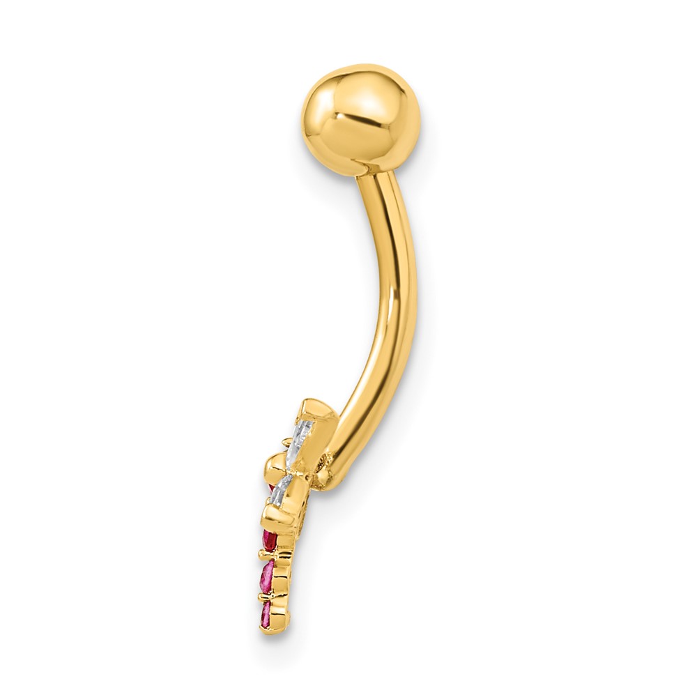 14K 14 Gauge Dragonfly CZ Belly/Navel Ring Body Jewelry (BD211)