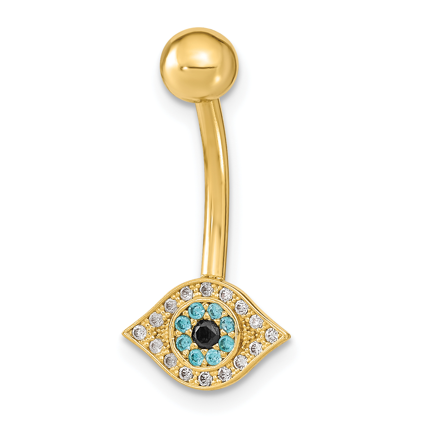 14K 14 Gauge Eye CZ Belly/Navel Ring Body Jewelry (BD219)