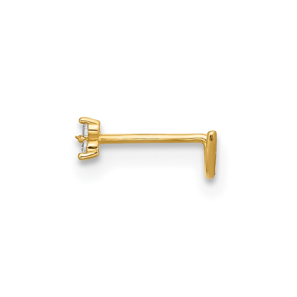 14k 23 Gauge Polished CZ Triangle Nose Stud (BD229)