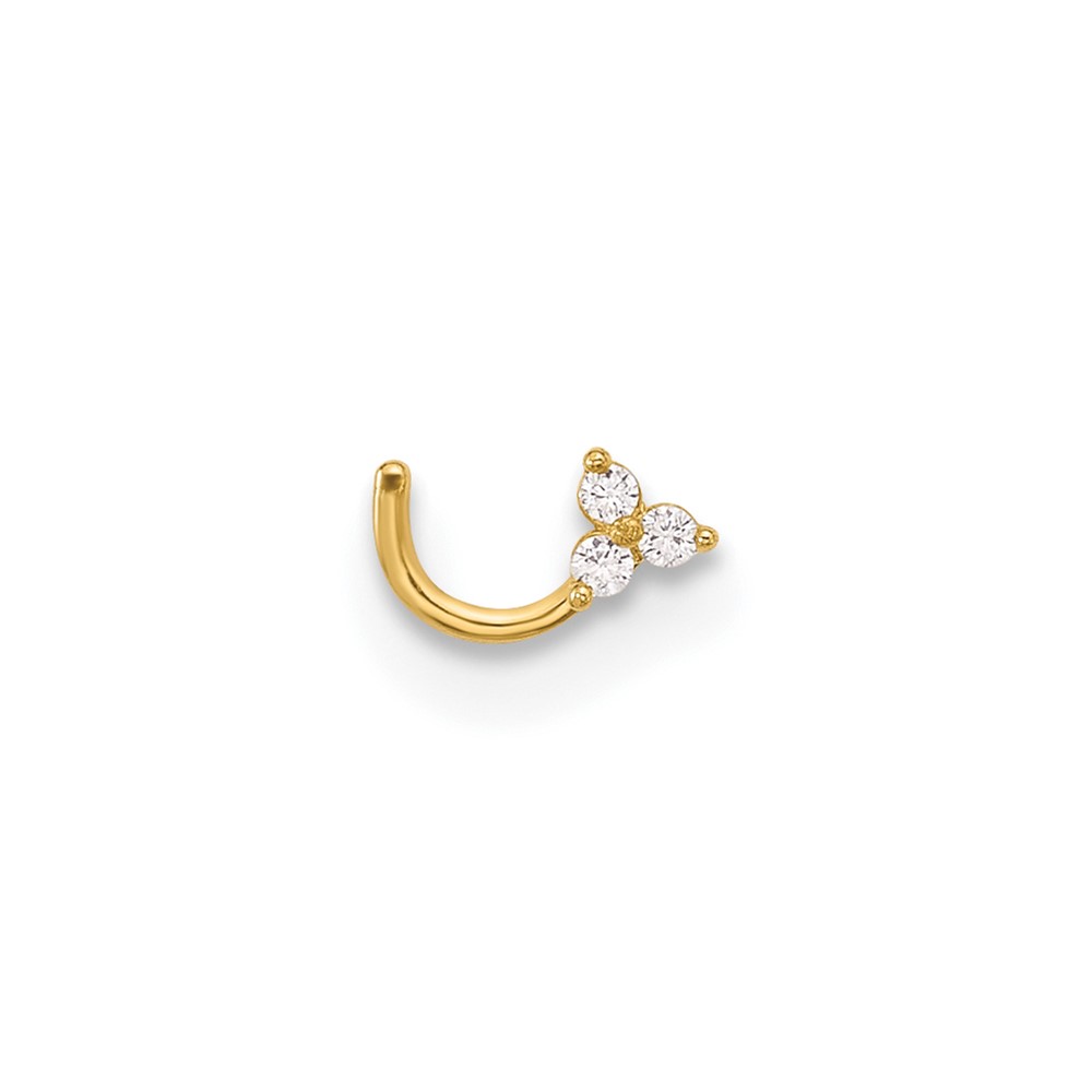 14k 23 Gauge Polished CZ Triangle Nose Stud (BD229)