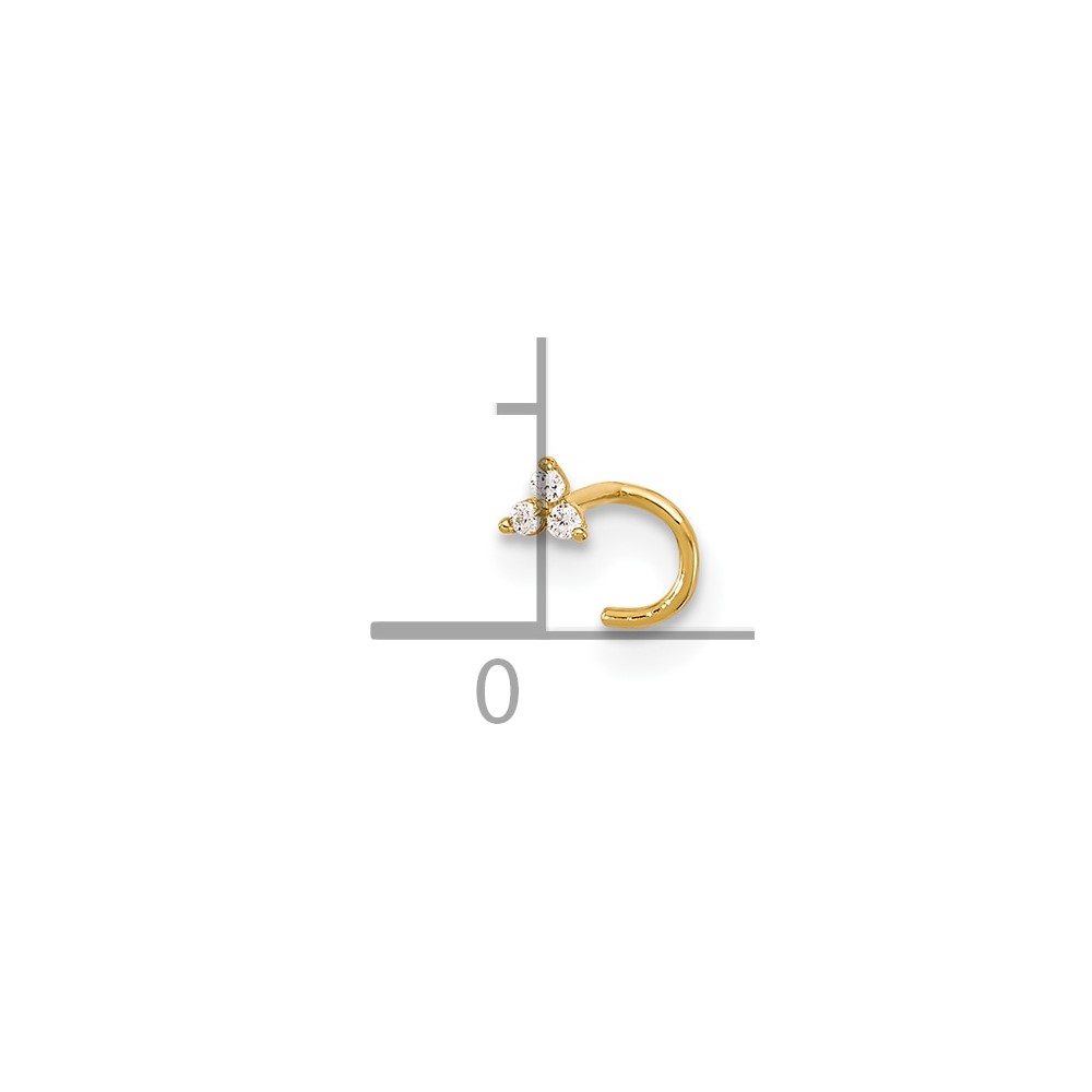 14k 23 Gauge Polished CZ Triangle Nose Stud (BD229)