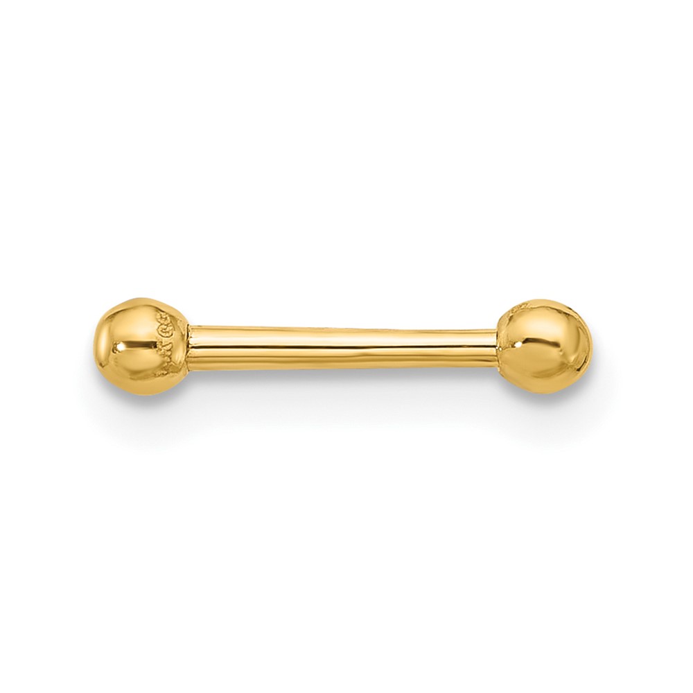 14k 16 Gauge Polished 2.5mm Ball Bar Labret Stud (BD243)