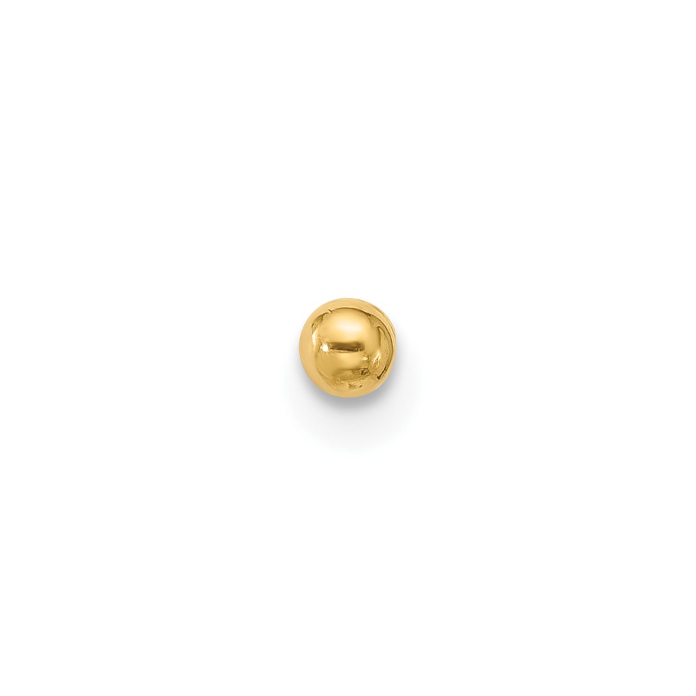 14k 16 Gauge Polished 2.5mm Ball Bar Labret Stud (BD243)