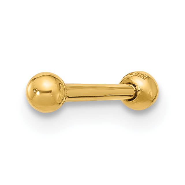 14k 16 Gauge Polished 2.5mm Ball Bar Labret Stud (BD243)