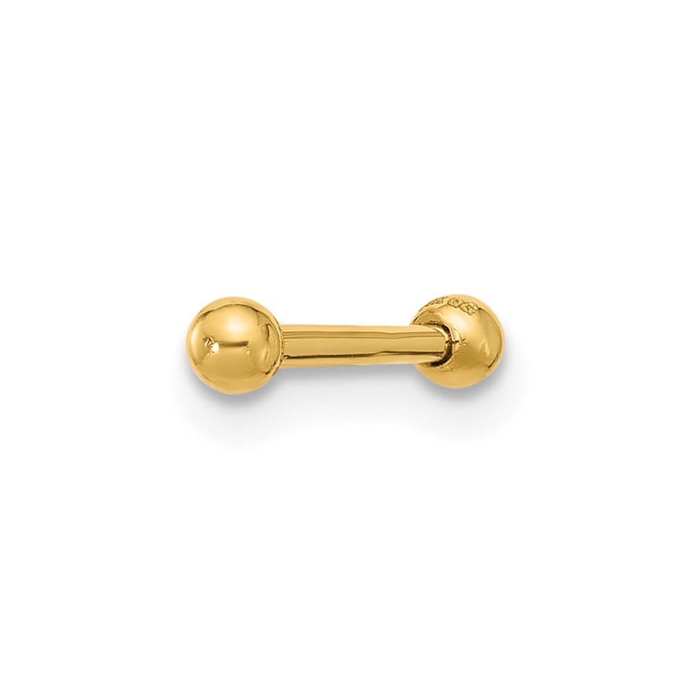 14k 16 Gauge Polished 2.5mm Ball Bar Labret Stud (BD243)