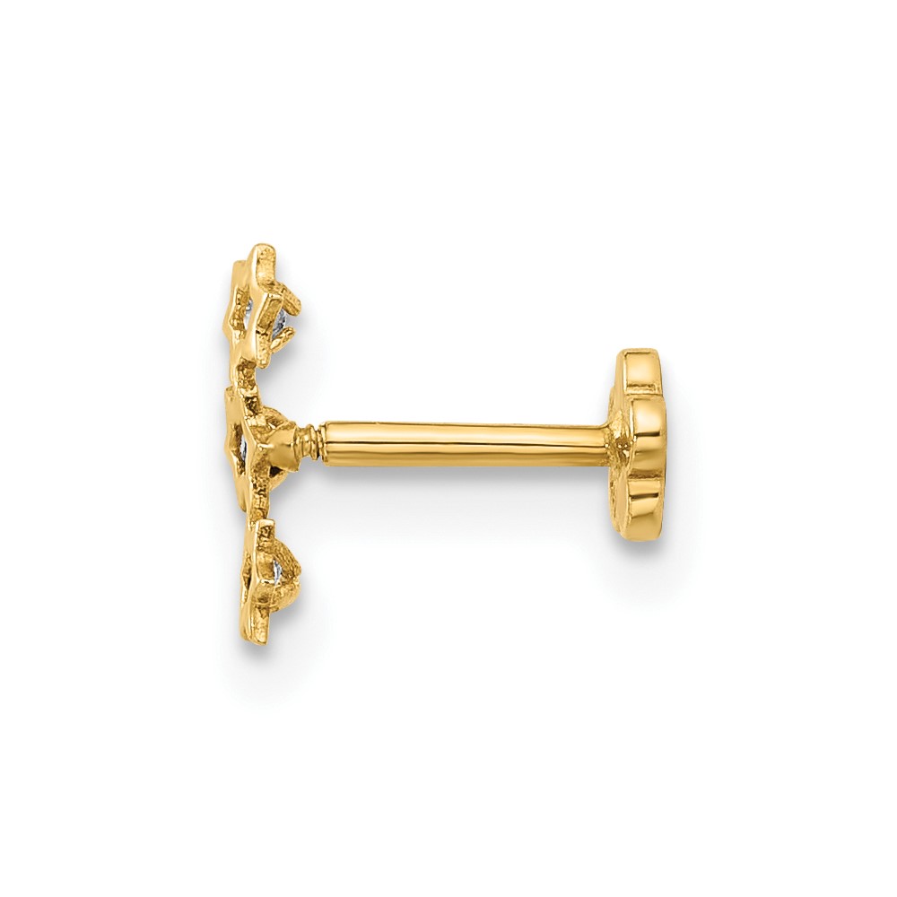 14K 18 Gauge CZ Stars Screwback Cartilage Body Jewelry (BD248)